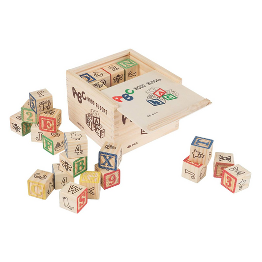 Wooden Educational ABC Blocks 48 Piece