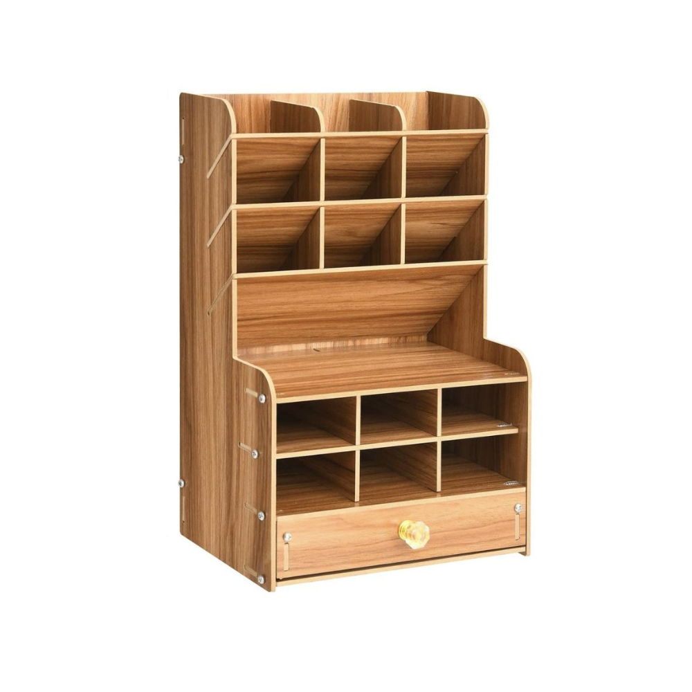 Wooden Stationery Organizer 17 Compartment - OPEN BOX