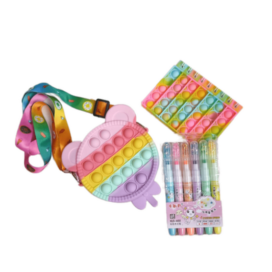 Pop it Fidget A6 Book & Ice Cream Pencil Case