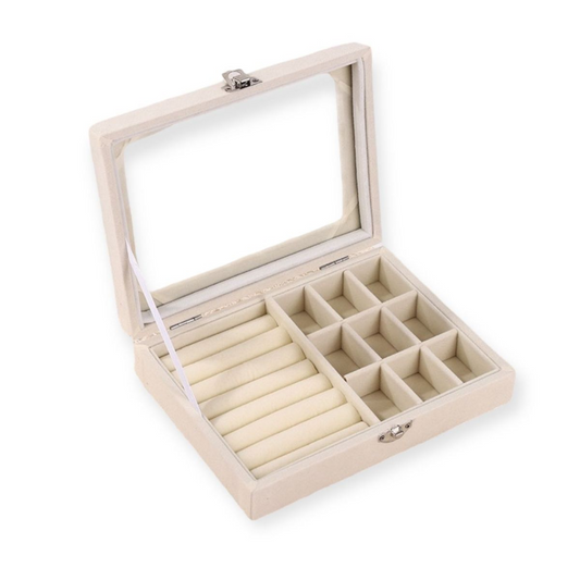 Jewelry Box with 9 Grids Clear Lid