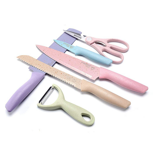 Pastel 6 Piece Corrugated Kitchen Knife Set