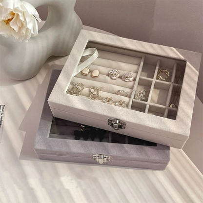 Jewelry Box with 9 Grids Clear Lid