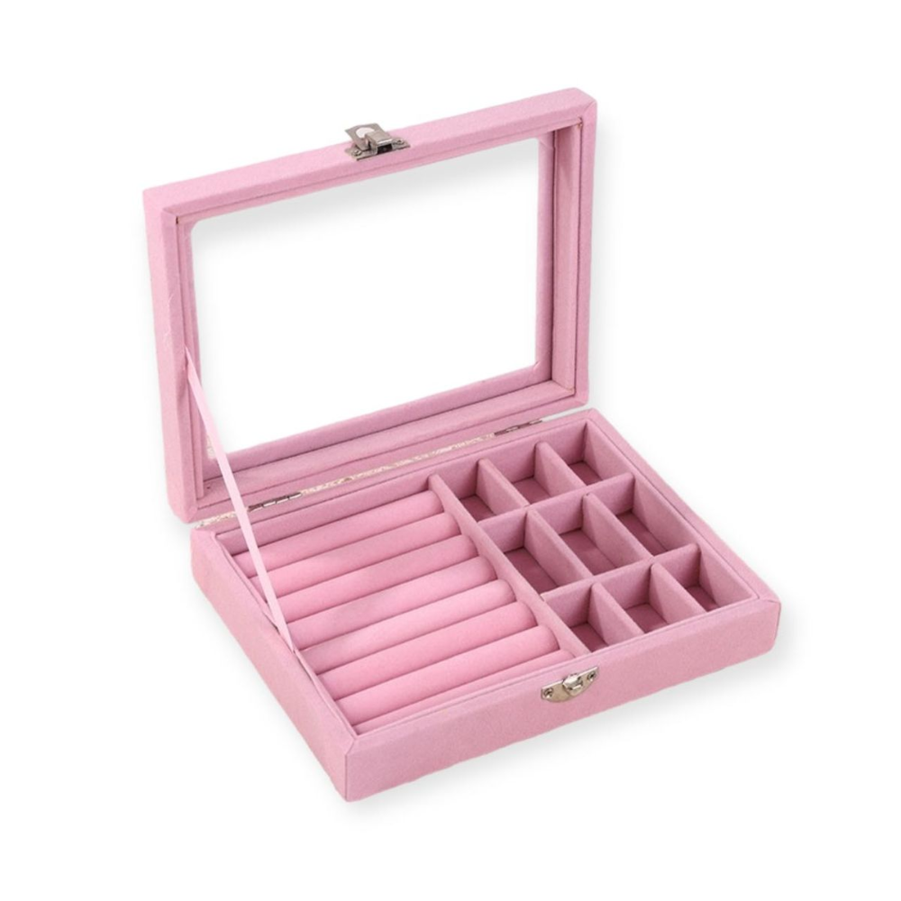 Jewelry Box with 9 Grids Clear Lid