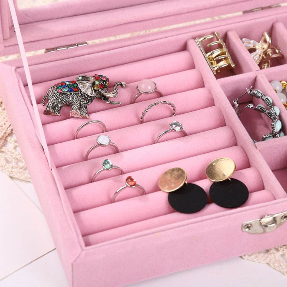 Jewelry Box with 9 Grids Clear Lid