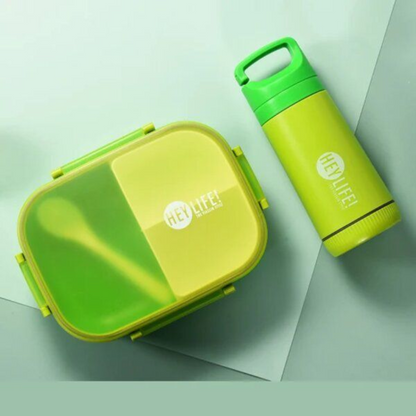 3-Compartment Lunch Box with 350ml Bottle